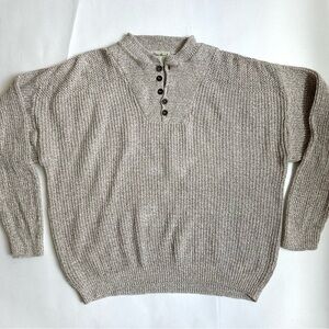 Eddie Bauer Vintage Men’s Oversized Cotton Henley Sweater USA L